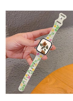 Engraved Floral silm Silicone Strap for Apple Watch Ultra Band 49mm 46mm 45mm 40mm 41mm Bracelet Fashion IWatch Series 10 9 8 7 - Grey