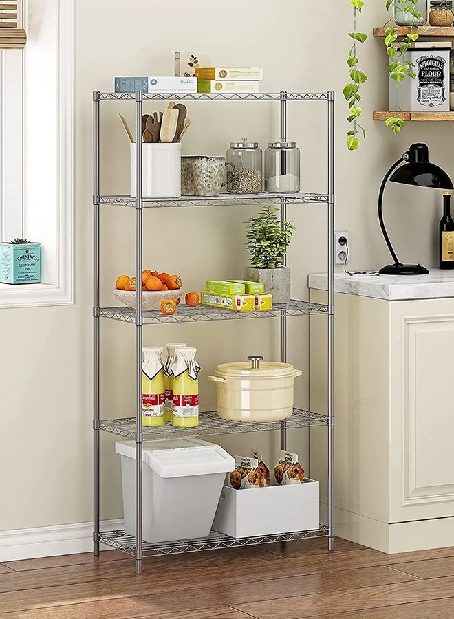 CityRiya-Long 5 Tier Storage Rack Wire Shelves And Storage Adjustable Storage Shelving For Kitchen - Image 2