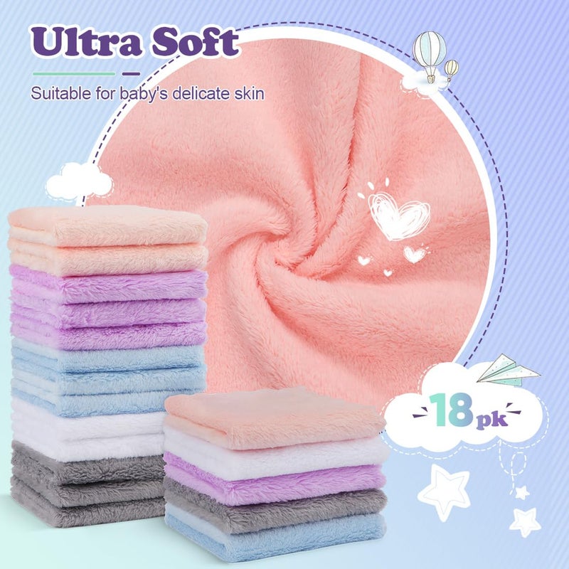 Orighty Baby Washcloths 18-Pack, Premium Microfiber Baby Bath Face Towels, Super Soft and Absorbent Babies Towels for Newborn, Infants and Toddlers, Natural Infant Wipes for Delicate Skin, 9x9 Inch - Image 2
