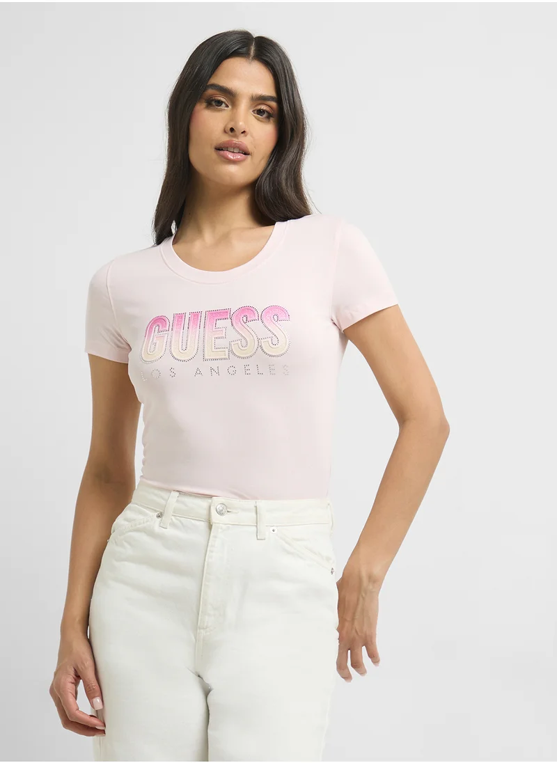 GUESS Glitter Degrade Logo T-Shirt