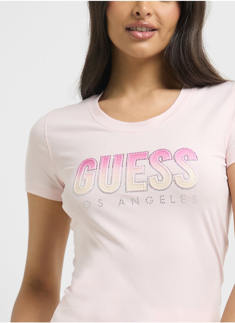 GUESS Glitter Degrade Logo T-Shirt  - Image 3