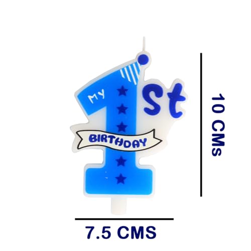 Juzfun Number 1 Birthday Candle for Cake Decoration Modern Blue Large First Wedding Anniversary One Year Baby Shower Milestone Party Celebration Modern Blue Candles Topper - Image 5