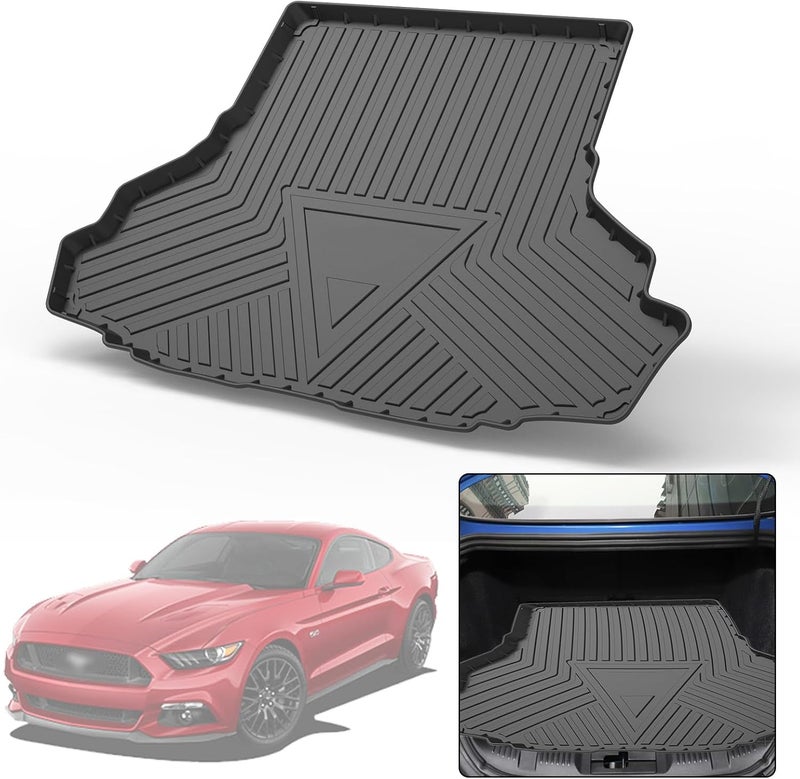 Elsetyler Cargo Liner for 2015-2025 Ford Mustang - Black TPO All Weather Heavy Duty Waterproof Rear Cargo Tray - Image 1
