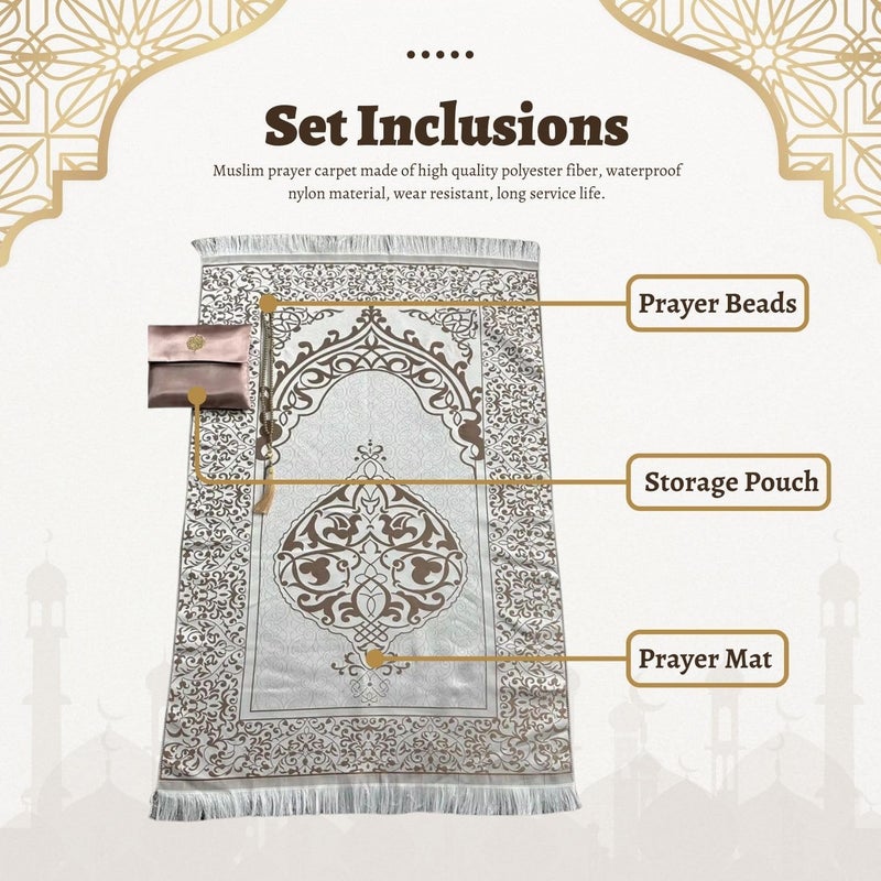 المنزل الذكي سجادة الصلاة الذكية للمنزل مع سبحة وحقيبة تخزين، سجادة محمولة للسفر في رمضان، هدية مثالية للرجال والنساء (وردي) - Image 3