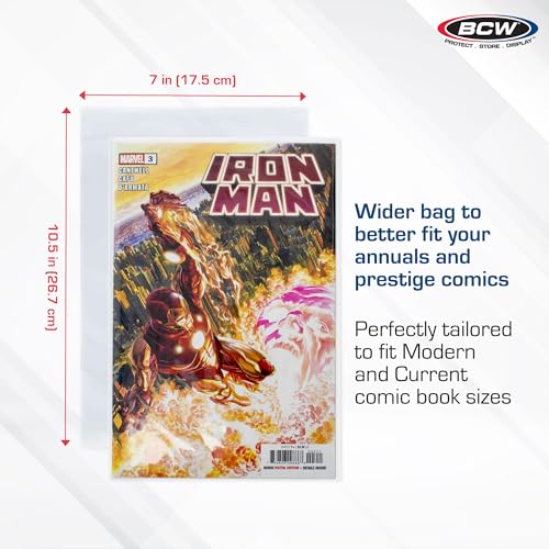 BCW Thick Resealable Current/Modern Comic Bags - 100 ct | Acid-Free Modern Comic Bags for Current Issues | Exterior 7 x 10 1/2 inches | Crystal Clear Protection for Your Comic Collection - Image 2