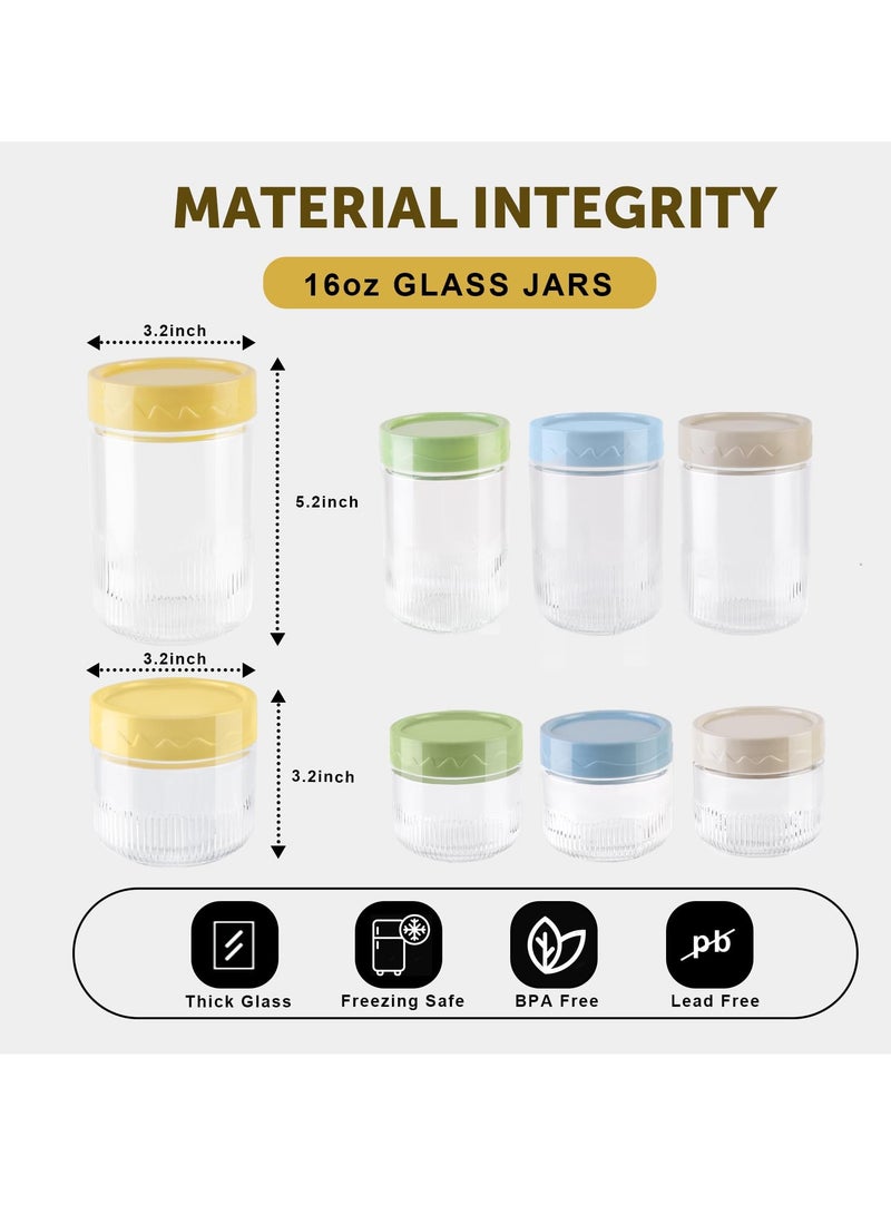 4 Pack 16oz Wide Mouth Glass Mason Jars with Lids, Airtight Storage for Overnight Oats, Snacks, Salads and Meal Prep - Image 2
