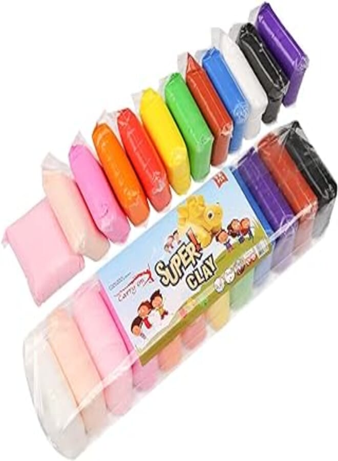 Mimi® Ultra-Light Creative Art and Craft Air Dry Super Clay with Carving Molding Tools Kit for Girls and Boys; Kids Above Age 5+ Year Old (Pack of 12)