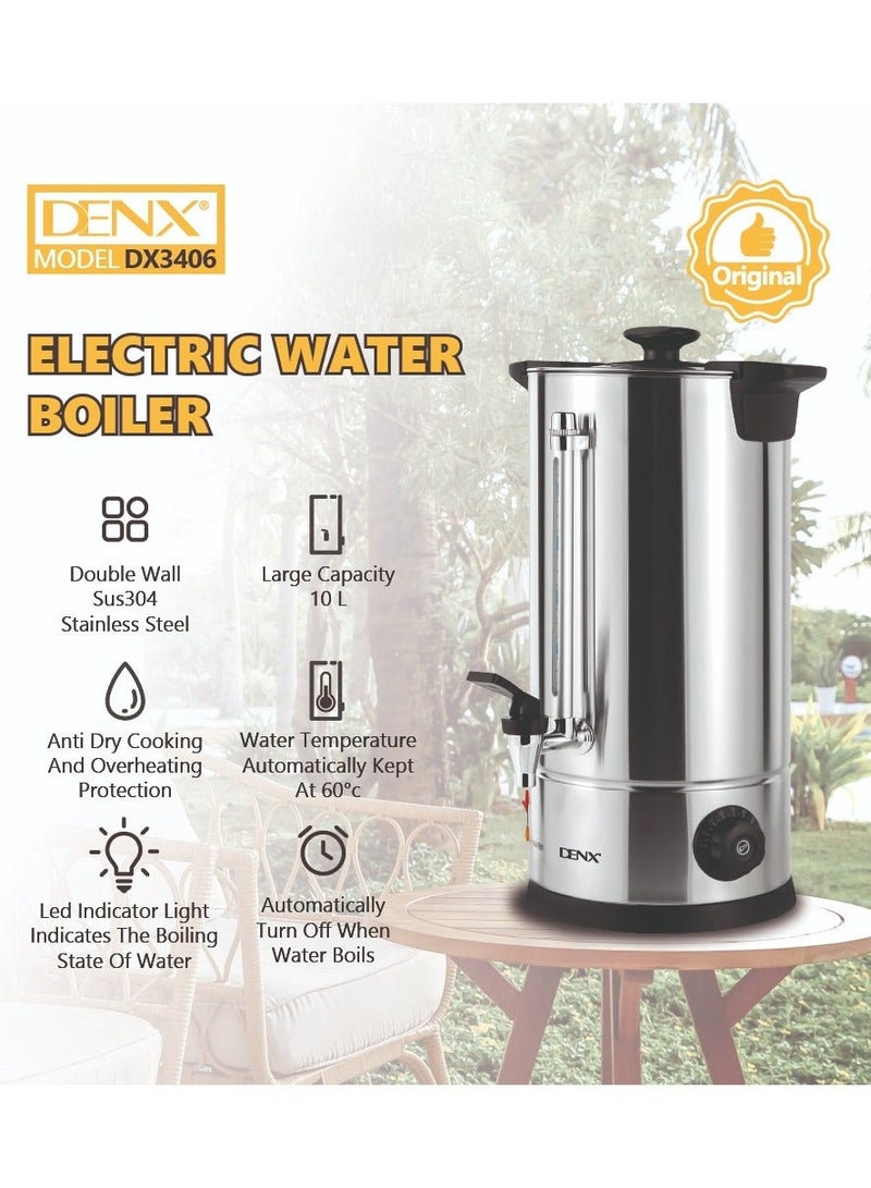 Denx Water Boiler, Stainless Steel Boiler with Tap |10L Kettle with Water Level Gauge & Indicator Lights | Auto & Resettable Thermostat | Home & Office Use , Power 1800W - Image 3