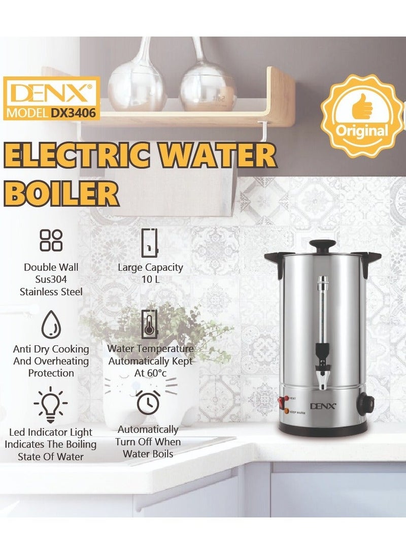 Denx Water Boiler, Stainless Steel Boiler with Tap |10L Kettle with Water Level Gauge & Indicator Lights | Auto & Resettable Thermostat | Home & Office Use , Power 1800W - Image 4