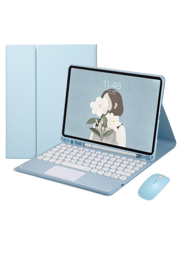 Generic - 2022 For IPad 10th Generation Round Hat Bluetooth Touch Keyboard 10.9 With Pen Slot Leather Case 13 Keyboard Mouse 11 Inch-Color:Mint Green + Green Touch-Product Type:ipad7/8/9 [10.2 Inch]/Air3/Pro [10.5 Inch] Universal - Image 1