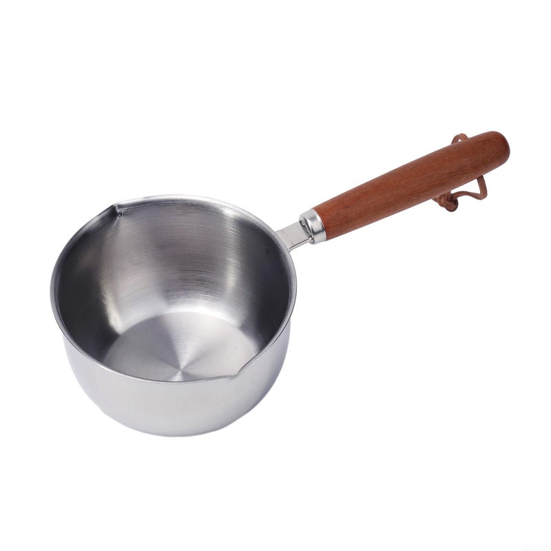 Stainless Steel Butter Melting Pot Hot Oil Pan MultiPurpose SaucePan for MINI Milk Warmer With Wooden Handle For Induction Gas Electric Stove Heating Gravy Chocolate 150ML 300ML 500ML 300ml