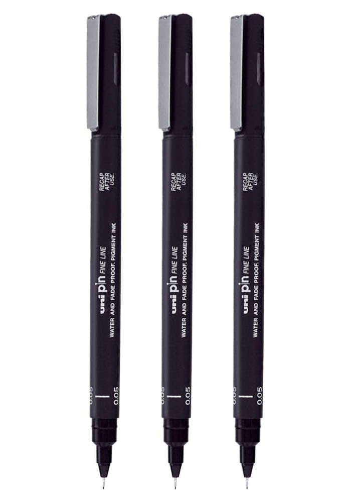 Uniball ماركرات uni-Ball PIN-200 بخط رفيع - عبوة من 3 - Image 1