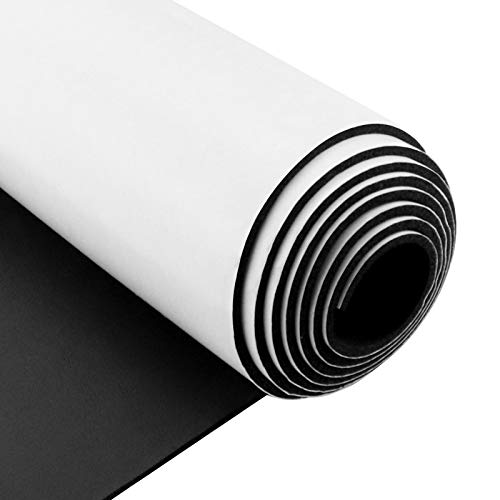 Storystore ألواح عزل الفوم من ستورايستور مع لاصق، بسماكة 1/8'' وعرض 12'' وطول 59''، رول مطاط نيونبرين كبير متعدد الوظائف عازل للصوت، أسود - Image 1