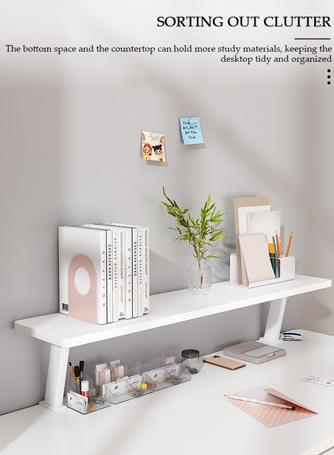 DUNISO Clamp On Desk Shelf Adjustable Space Saving Desktop Extender Storage Organizer Floating Desk Shelf for Office, Dorm, Home Desk Organization, White - Image 5
