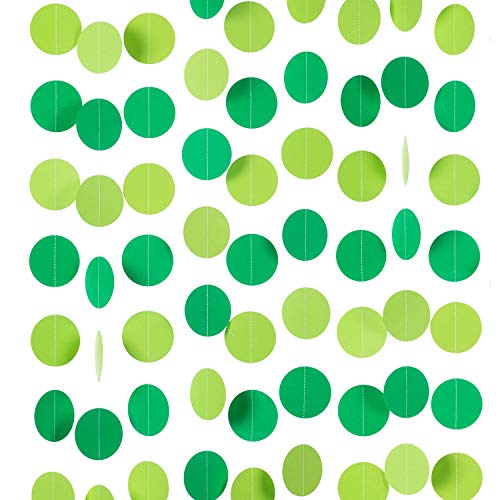 WEVEN Green Paper Garland Circle Dot Party Banner Streamer Backdrop Hanging Decorations, 2.5" in Diameter, 20 Feet in Total - Image 5