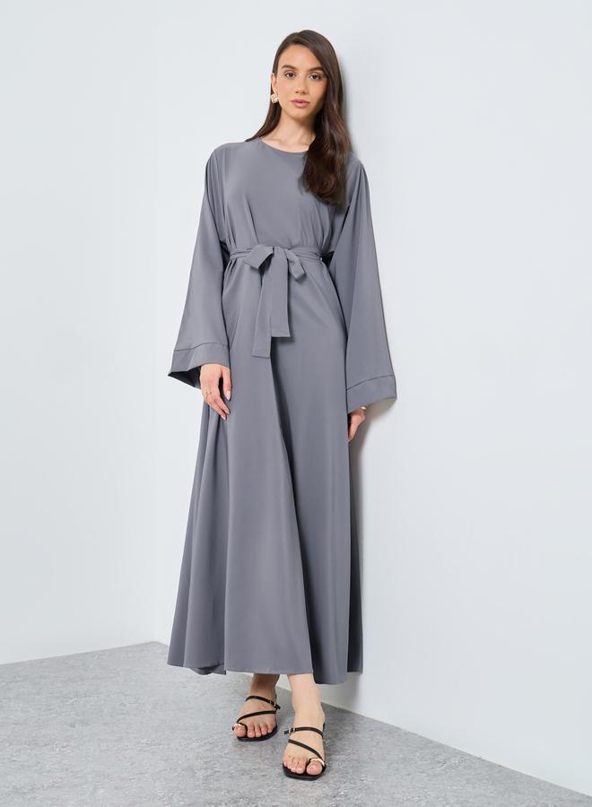 تايك تو عباية طويلة بأكمام طويلة بحزام - Image 1