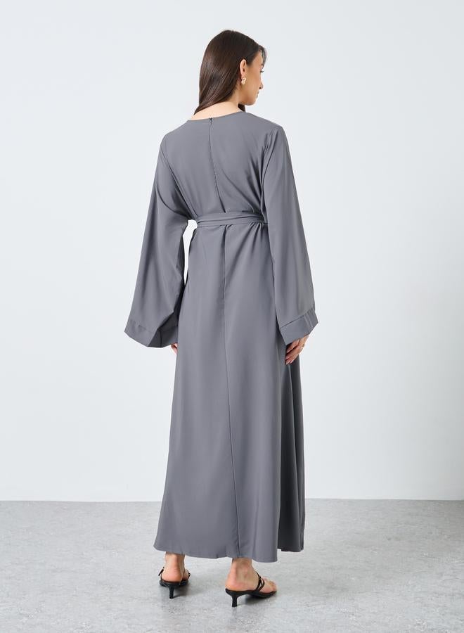 تايك تو عباية طويلة بأكمام طويلة بحزام - Image 5