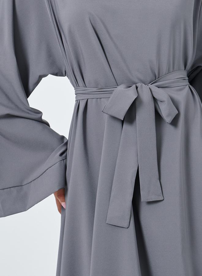 تايك تو عباية طويلة بأكمام طويلة بحزام - Image 4