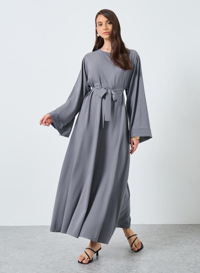 تايك تو عباية طويلة بأكمام طويلة بحزام - Image 2