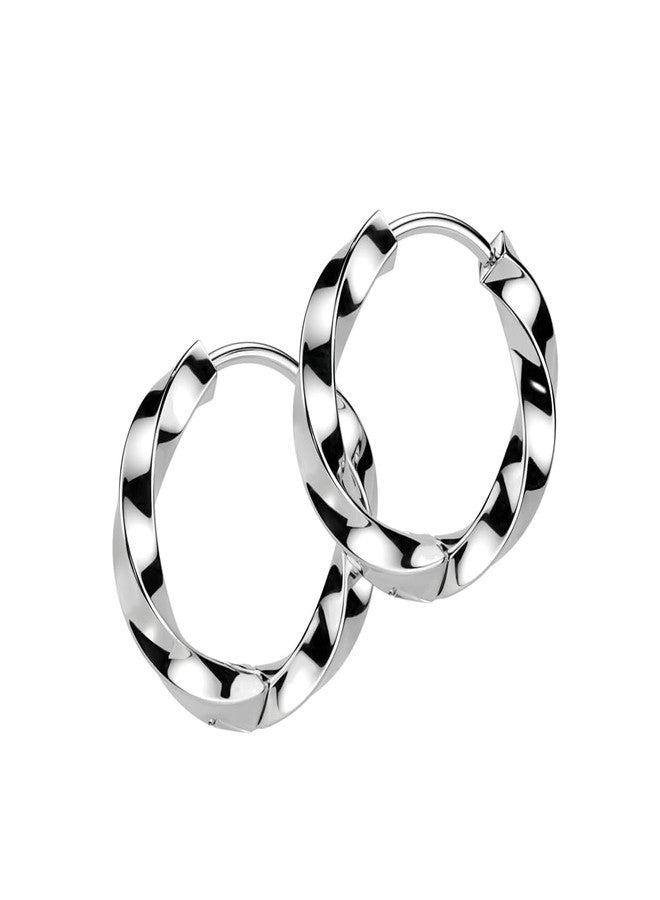 Pierced Owl 18GA 316L Stainless Steel 2.5mm Thick Twisted Hinged Hoop Earrings, Sold as a Pair (10mm Diameter, Silver Tone) - Image 1