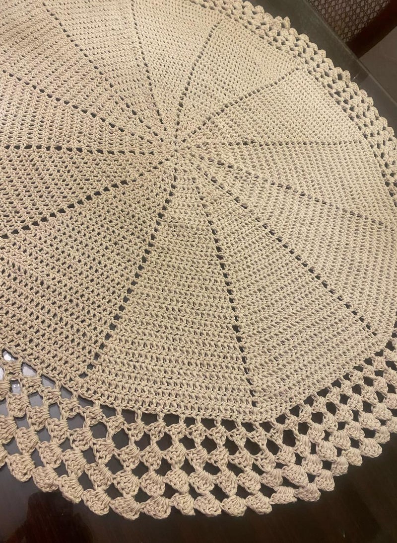 مفرش هاندميد مدور  بخيوط الغزل القطن بقطر 130 سم - Image 2