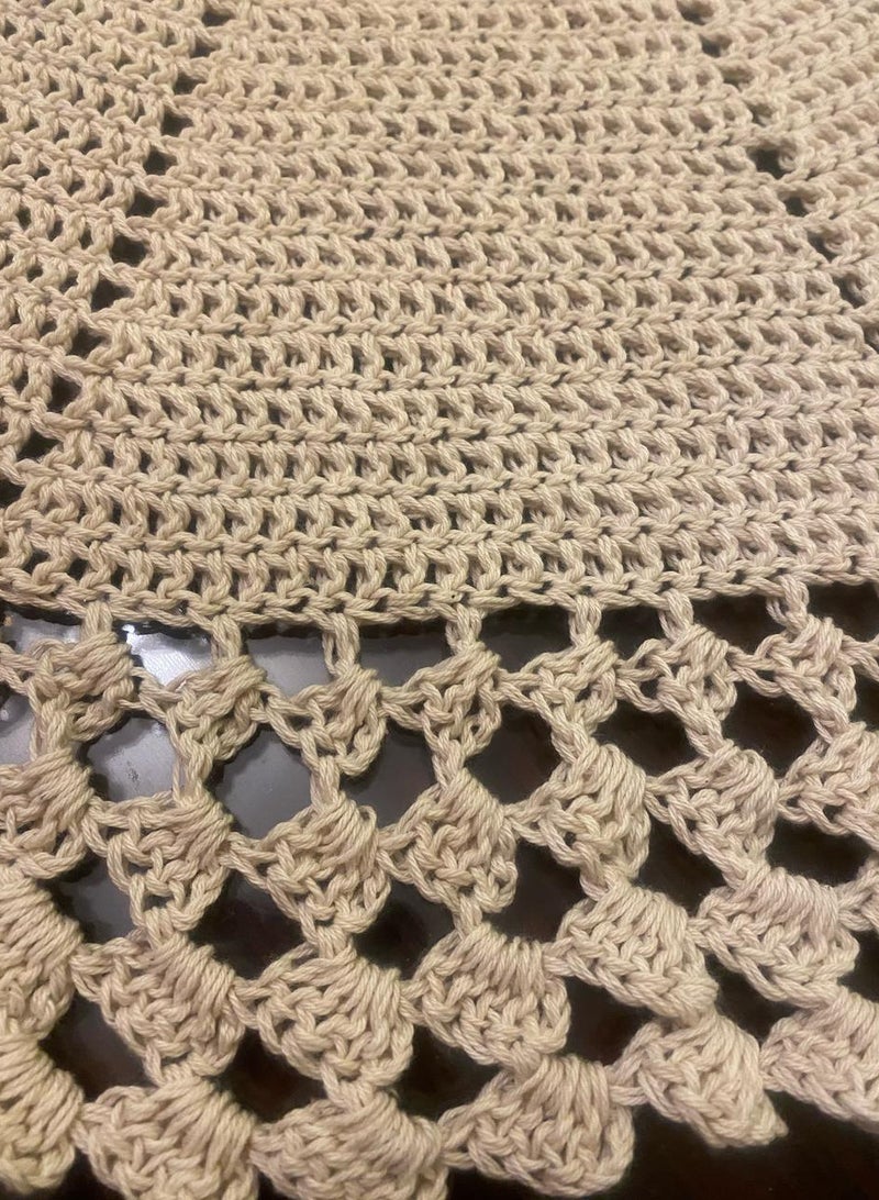 مفرش هاندميد مدور  بخيوط الغزل القطن بقطر 130 سم - Image 3