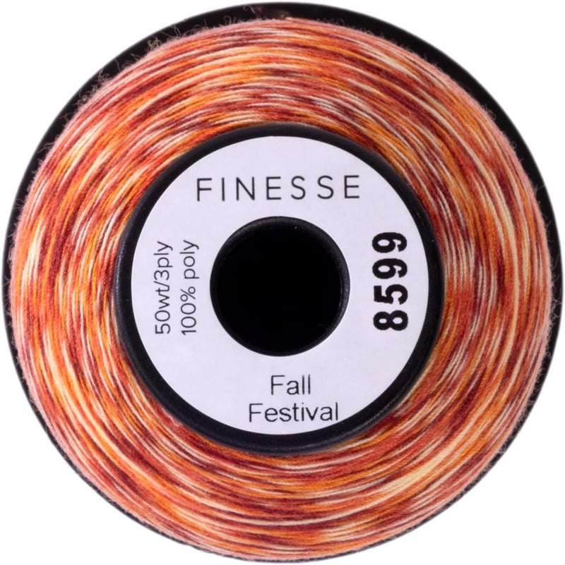 FINESSE Variegated Thread | 100% Polyester, 3ply, 50wt | 1100yds Stackable Thread Cones for Quilting and Sewing… (Fall Festival) - Image 2