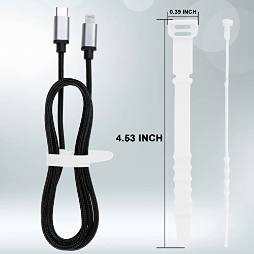 Neepanda 12 Pack Reusable Cable Zip Ties, 4.5 Inch Elastic Silicone Cord Organizer Straps for Bundling and Organizing Phone Charging, Cable Wire, Headphones, Management Home Office Table (White) - Image 5