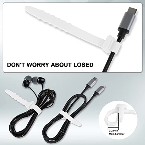 Neepanda 12 Pack Reusable Cable Zip Ties, 4.5 Inch Elastic Silicone Cord Organizer Straps for Bundling and Organizing Phone Charging, Cable Wire, Headphones, Management Home Office Table (White) - Image 4