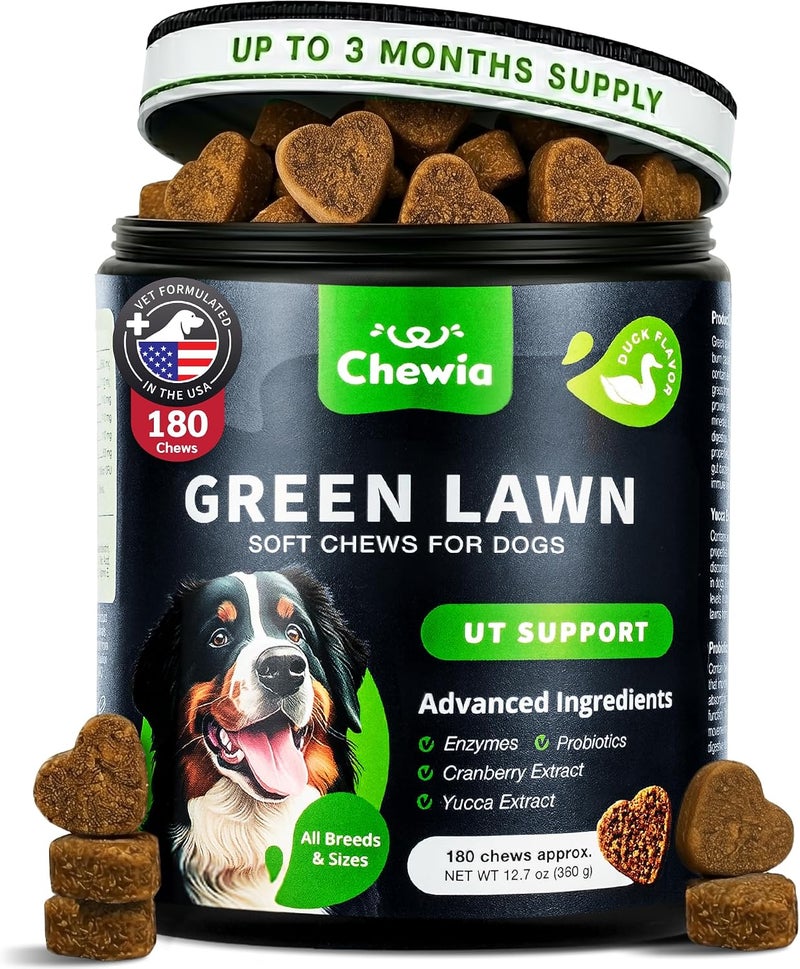 CHEWIA Grass Burn Spot Chews for Dogs - Dog Urine Neutralizer for Lawn - Grass Savers for Dog Urine - Dog Pee Lawn Spot Saver Caused by Dog Urine - Grass Treatment Rocks - Probiotics, Enzymes & Multivitamins - Image 1