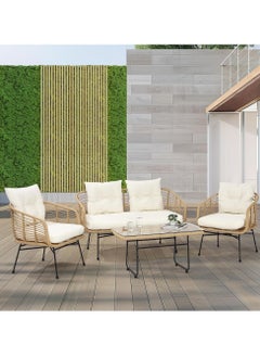 Wooden Twist Robust Design Sectional Conversation All-Weather Outdoor 4-Piece Sofa Set  - Image 1