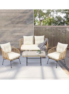 Wooden Twist Robust Design Sectional Conversation All-Weather Outdoor 4-Piece Sofa Set  - Image 2