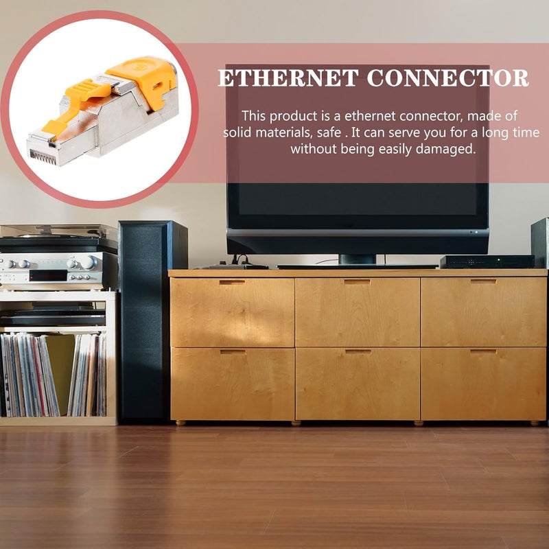 موصل RJ45 Cat8 محمي عابر لكابل شبكة إيثرنت مع قابس معياري للضغط، متوافق مع نقل البيانات عالي السرعة في تطبيقات الشبكات والخوادم. - Image 5