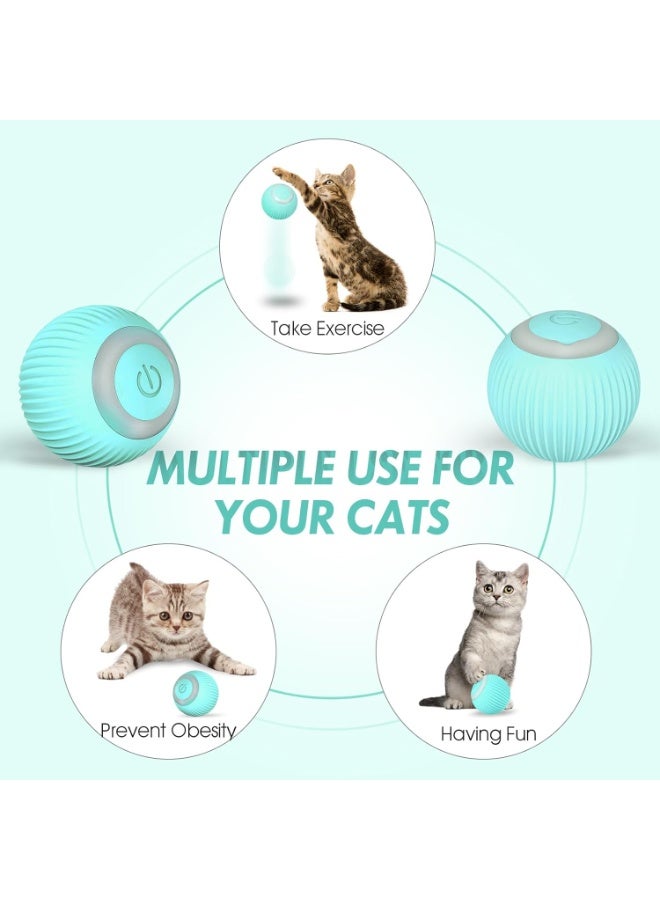 لعبة كرة قطط كهربائية مع ضوء، كرة دوارة تفاعلية أوتوماتيكية 360 درجة، كرة قطط تفاعلية ذكية قابلة لإعادة الشحن للقطط (أزرق) - Image 2