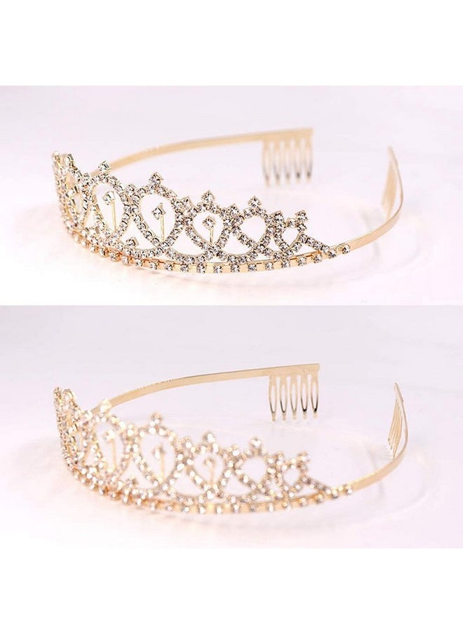Shining Diva Fashion - Shining Diva Fashion Latest Birthday Sash and Crown for Girls Birthday Decorations Items Gifts for Girls Women Kids Sister Best Friend 10, 15, 16, 12, 18, 20 years Teenager (Gold) (14859hb) - Image 1
