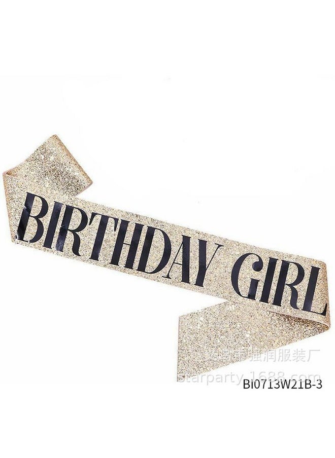 Shining Diva Fashion - Shining Diva Fashion Latest Birthday Sash and Crown for Girls Birthday Decorations Items Gifts for Girls Women Kids Sister Best Friend 10, 15, 16, 12, 18, 20 years Teenager (Gold) (14859hb) - Image 1