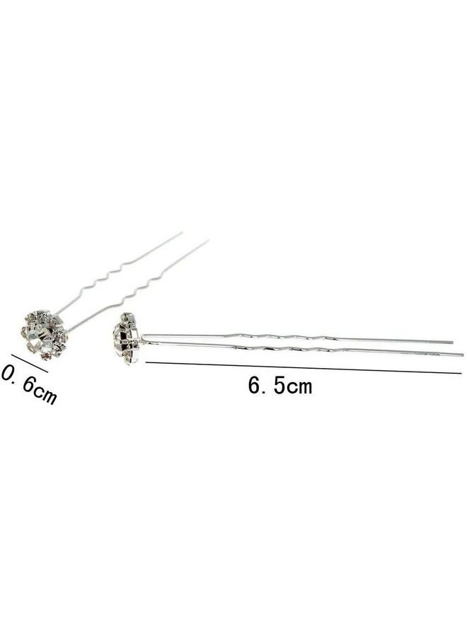 Topfinder 12 قطعة دبابيس زينة زهور كريستالية فضية للشعر ؛ زفاف ؛ معدن فضي ؛ دبابيس لؤلؤة لتزيين الإكسسوارات ؛ نساء فتيات عرائس زهور ألماس براقة دبابيس شعر معقدة - Image 4