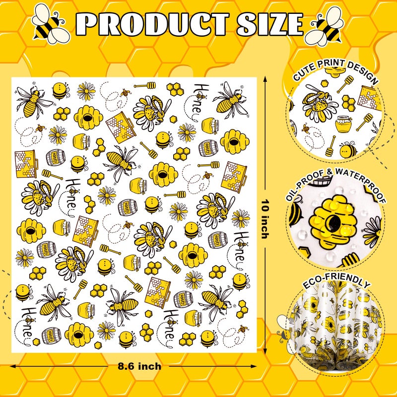 KVCSYAW 200 Pcs Wax Paper Sheets for Food, Sandwich Wrap, Deli Wraps, Bee Day Waterproof Oil-Proof Picnic Basket Liners With Bee Pattern for Kitchen Handmade Food, Large - Image 2