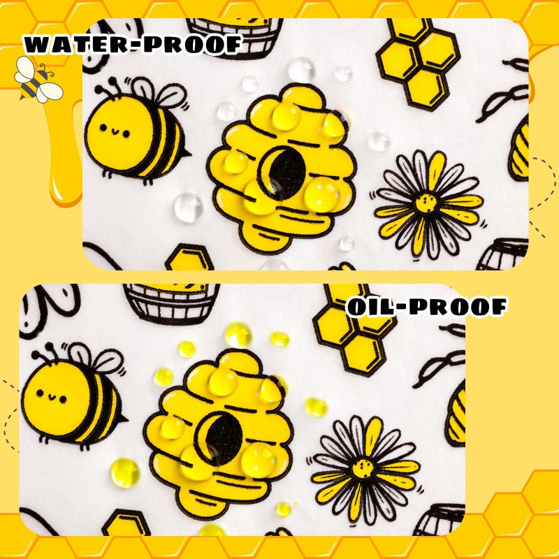 KVCSYAW 200 Pcs Wax Paper Sheets for Food, Sandwich Wrap, Deli Wraps, Bee Day Waterproof Oil-Proof Picnic Basket Liners With Bee Pattern for Kitchen Handmade Food, Large - Image 3