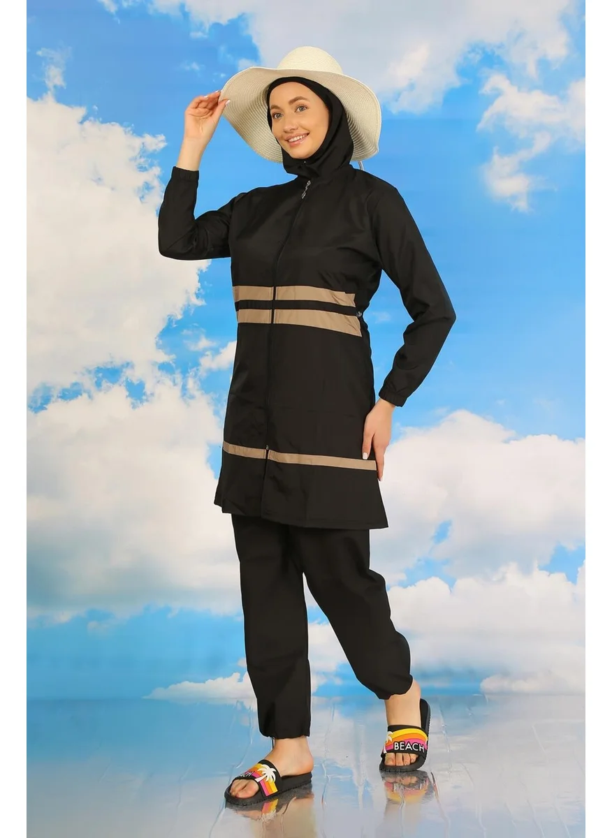 Akbeniz Women's Full Hijab Swimsuit Black 31062