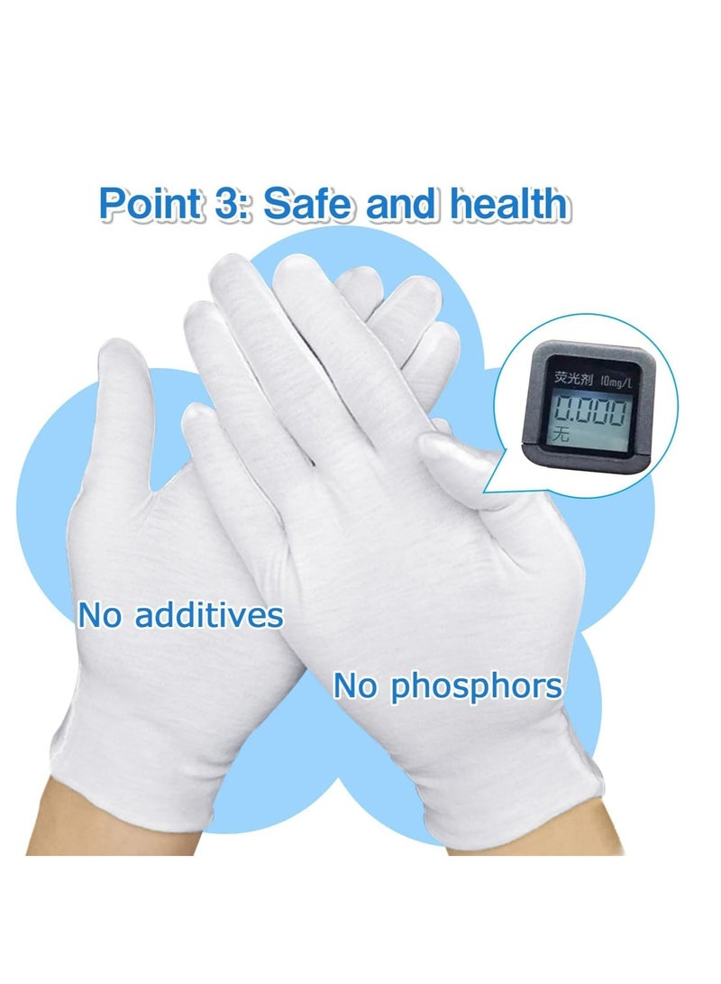 Loquat 24 Pcs XL White Cotton Gloves, for Dry Hands, Spa, Jewelry Inspection - Image 4