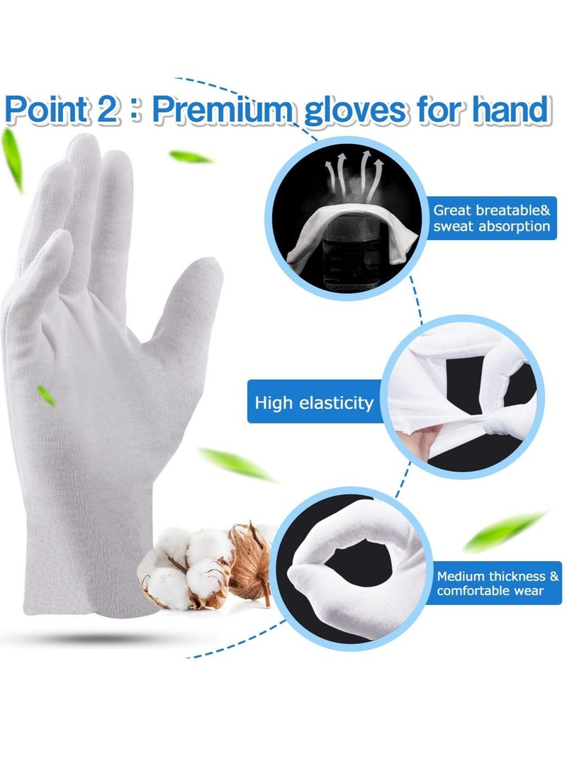 Loquat 24 Pcs XL White Cotton Gloves, for Dry Hands, Spa, Jewelry Inspection - Image 3