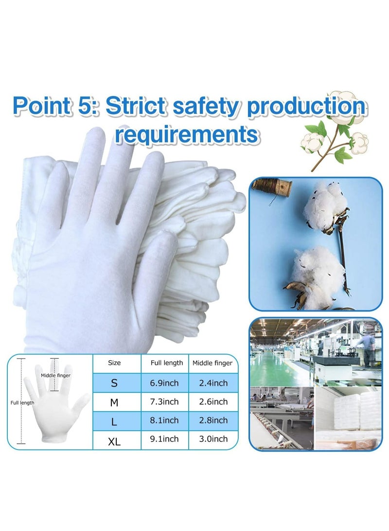 Loquat 24 Pcs XL White Cotton Gloves, for Dry Hands, Spa, Jewelry Inspection - Image 5