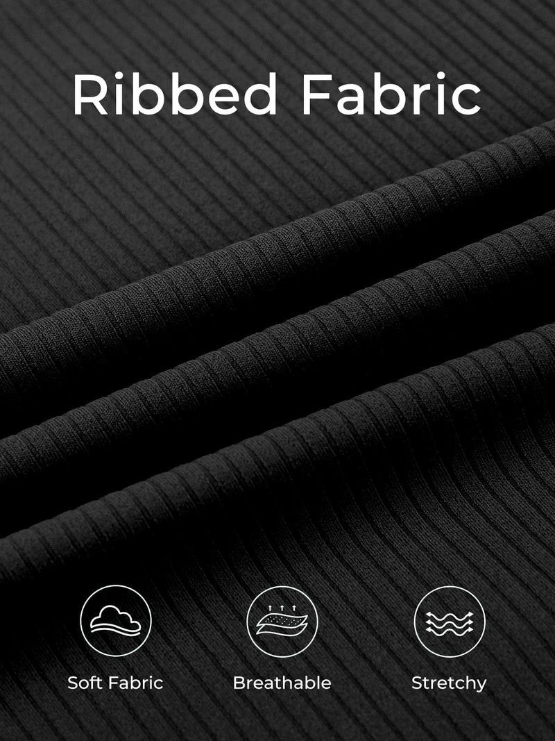 Summer Mae Ribbed Maternity Bikini Swimsuit for Women High Waisted Two-Piece Bathing Suit Crop Top Pregnancy Swimwear Black 10 - Image 4