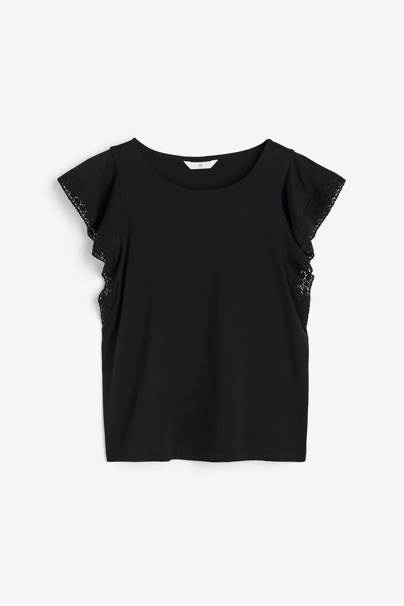 H&M Flutter-sleeve jersey top