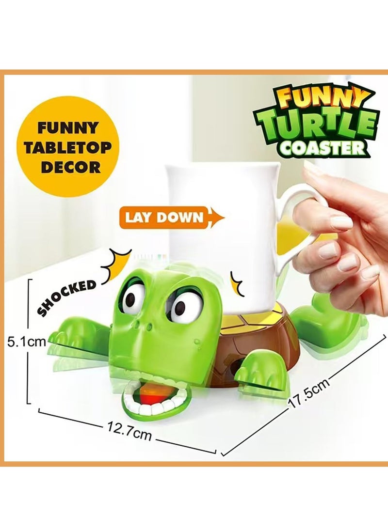 Geustos Turtle Coaster, Funny Tea Coasters with Interactive Expression, Turtle Cup Holder, Insulated Drink Mat for Coffee and Wine Glasses, Home Decor and Kitchen Accessories (light green)  - Image 2