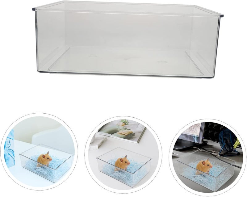 Transparent Hamster Bath Container Multi-Functional Pet Feeder Bathing Space for Animals Practical Design for Hamsters Gerbils Mice Stylish Compact Pet Supplies - Image 3