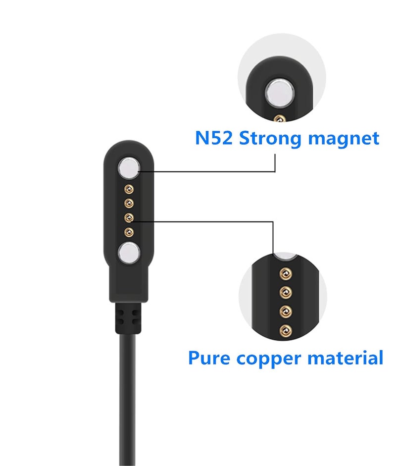 iCover Smart Watch Charger Cable, Universal 4 Pin 7.62mm Magnetic Suction USB Charging Cable for Smart Watch, Replacement Charging Cable for 7.62mm 4-Pin Devices - Image 3