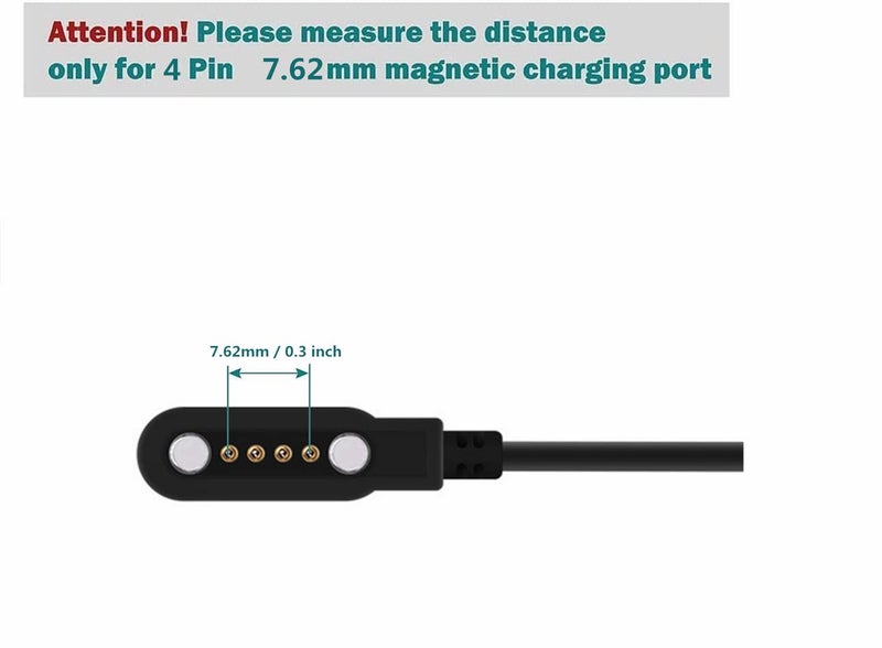 iCover Smart Watch Charger Cable, Universal 4 Pin 7.62mm Magnetic Suction USB Charging Cable for Smart Watch, Replacement Charging Cable for 7.62mm 4-Pin Devices - Image 2