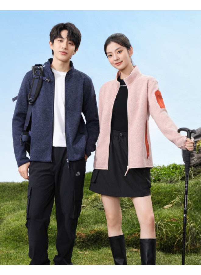 Flying in the snow Autumn/winter Outdoor Casual Simple Yarn Knitted Fleece Stand Collar Jacket - Image 1